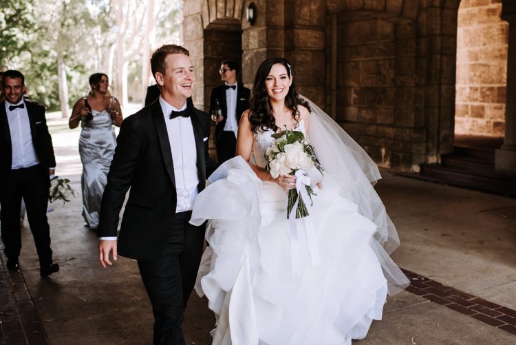 walking bridal party at uwa