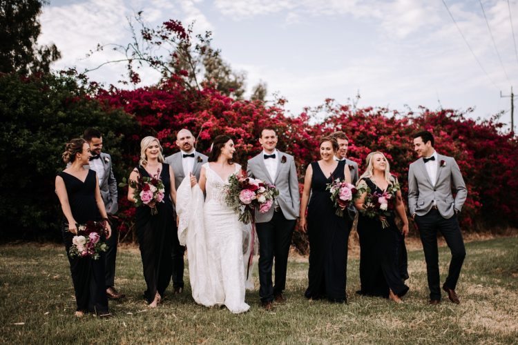 sandalford wedding brdial party walking
